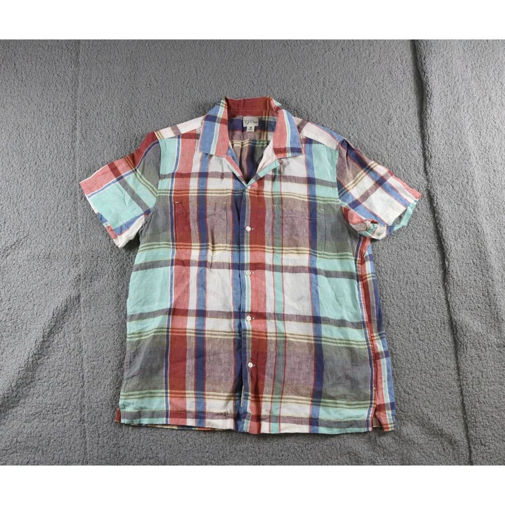 Jcrew Shirt Mens M Linen Plaid Baird McNutt Italian Button Front India